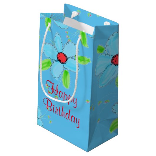 Sac cadeau d'anniversaire petit bleu (Dos Angle)