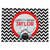 Sac cadeau d'anniversaire Retro Chevron Bowling (Dos)