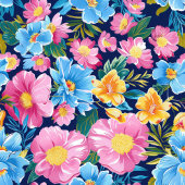 Sac cadeau d'anniversaire rose pastel et bleu flor