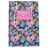 Sac cadeau d'anniversaire rose pastel et bleu flor (Devant)