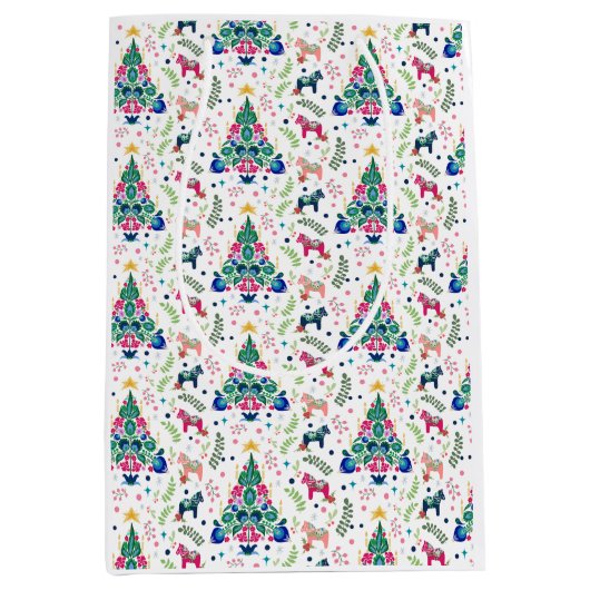 Sac cadeau d'arbre de Noël d'art populaire scandin (Devant)