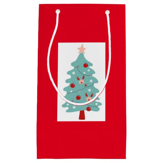 Sac cadeau d'arbre de Noël mignon (rouge) (Devant)