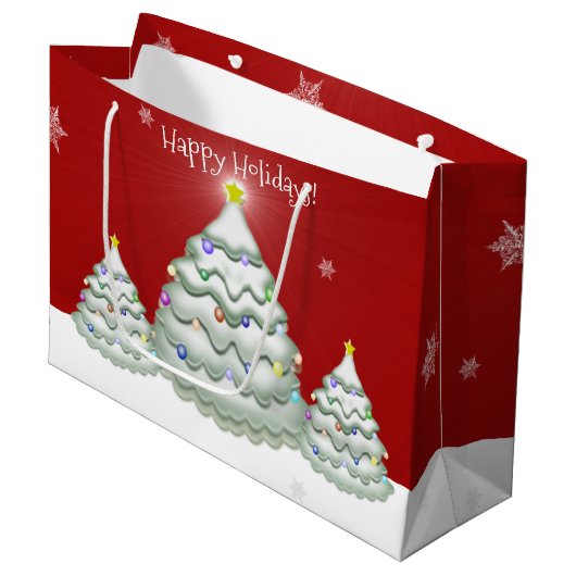 Sac cadeau d'arbre de Noël Red Snowy (Devant Angle)