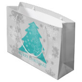 Sac cadeau d'arbre de Noël turquoise Festif (Dos Angle)