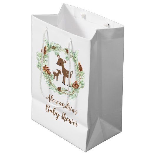 Sac cadeau de Baby shower de cerfs de bois (Devant Angle)