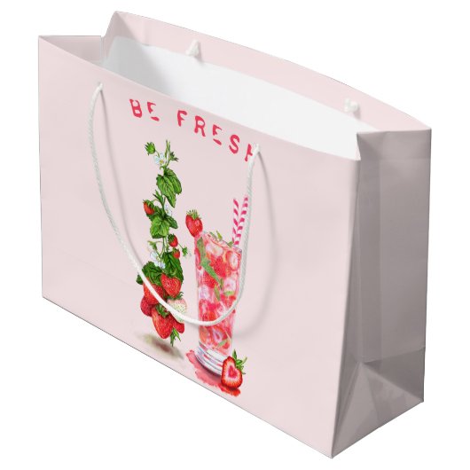 Sac Cadeau de Boisson Fraise Fraîche - Texte Perso (Dos Angle)