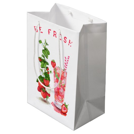 Sac Cadeau de Boisson Fraise Fraîche - Texte Perso (Dos Angle)