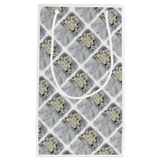 SAC CADEAU DE BOUQUET BLANC DAISÉ (Devant)