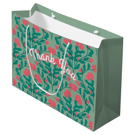Sac Cadeau de Branche de Fleur de Vert Sauge (Devant Angle)