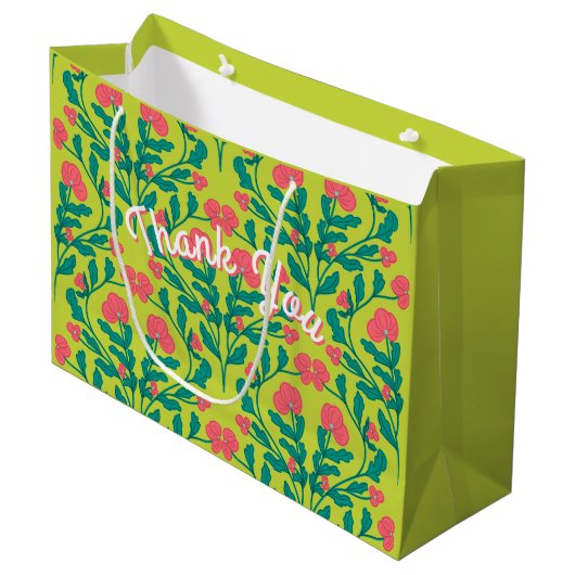 Sac Cadeau de Branche de Fleur Vert Citron (Devant Angle)