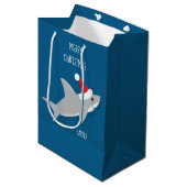 Sac cadeau de caricature souriant requin à Santa H (Devant Angle)