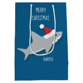 Sac cadeau de caricature souriant requin à Santa H (Dos)