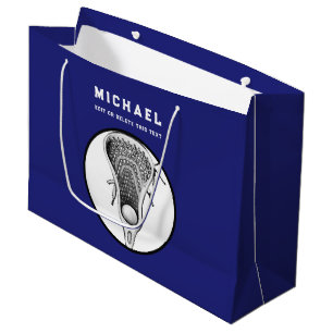Sac cadeau de crosse bleu grand personnalisées