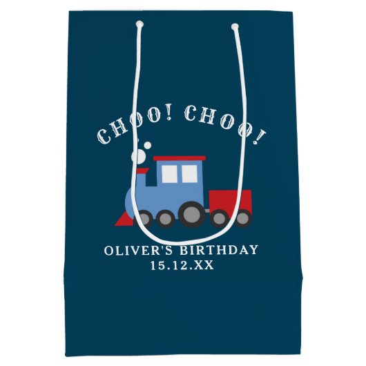 Sac cadeau de fête d'anniversaire du train (Dos)