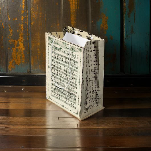 Sac cadeau de feuille de musique Jingle Bells