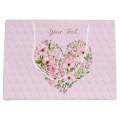 Sac cadeau de fleurs de coeur rose (Devant)