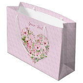 Sac cadeau de fleurs de coeur rose (Dos Angle)