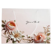 Sac cadeau de fleurs roses et blanches décoratives (Dos)
