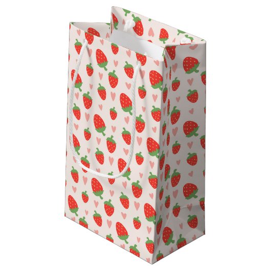 Sac cadeau de fraises et de coeurs doux (Dos Angle)