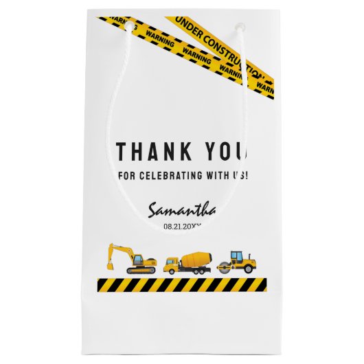 Sac cadeau de la fête de Trucks de construction mo (Devant)