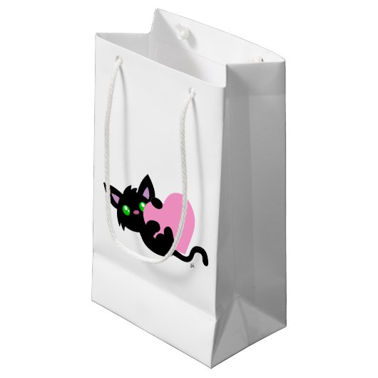 Sac cadeau de la Saint-Valentin pour chaton noir (Devant Angle)