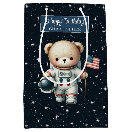 Sac cadeau de l'astronaute Teddy Bear pour garçon  (Devant)