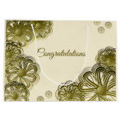 Sac cadeau de mariage à fleurs en or antique (Dos)