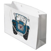 Sac cadeau de Mariage campagnard de tracteur bleu (Dos Angle)