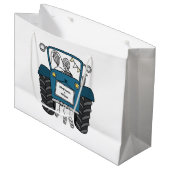 Sac cadeau de Mariage campagnard de tracteur bleu (Devant Angle)