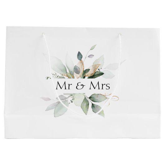 Sac cadeau de mariage élégant avec feuillage vert (Dos)