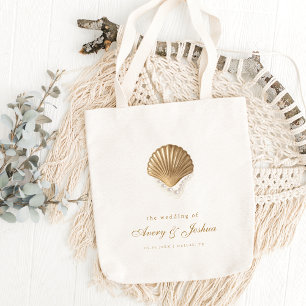 Sac Cadeau de Mariage sur Mesure Coquillage Doré p