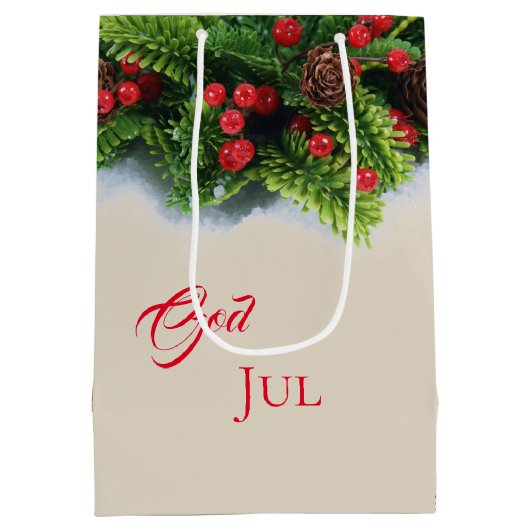 Sac cadeau de Noël À feuillage persistant Dieu Jul (Dos)