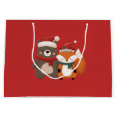 Sac cadeau de Noël à l'ours mignon et au renard (Devant)