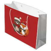 Sac cadeau de Noël à l'ours mignon et au renard (Dos Angle)