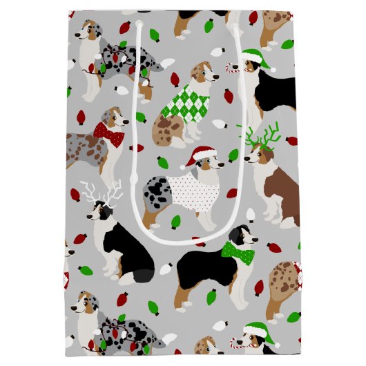 Sac cadeau de Noël Australian Shepherd Medium (Dos)