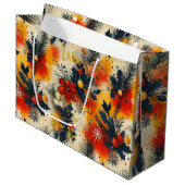 Sac cadeau de Noël aux tons chauds avec Festif Flo (Devant Angle)