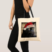 Sac cadeau de Noël avec chat de Père Noël mignon, (Devant (produit))