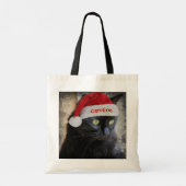 Sac cadeau de Noël avec chat de Père Noël mignon, (Dos)