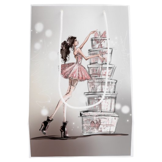 Sac cadeau de Noël avec illustration de mode. (Dos)