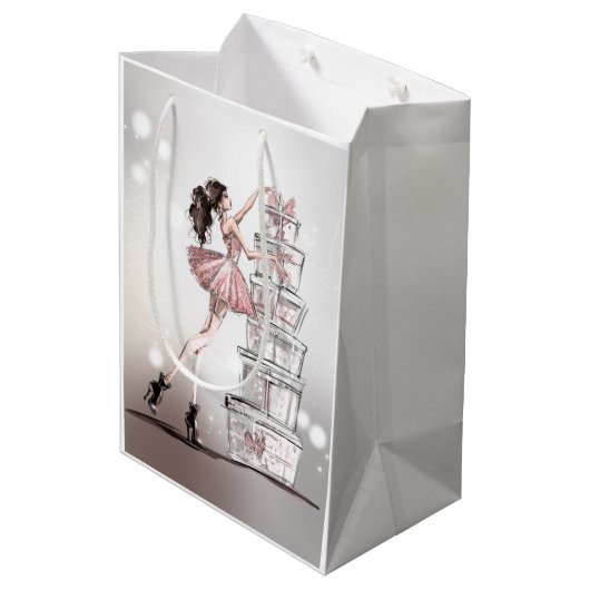 Sac cadeau de Noël avec illustration de mode. (Dos Angle)