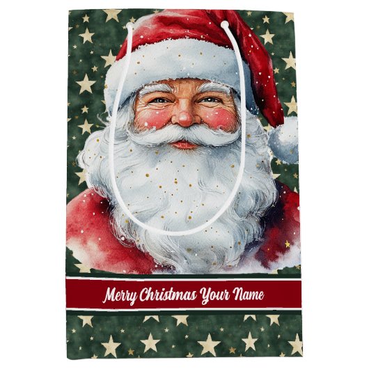 Sac cadeau de Noël avec Père Noël et Monogramme (Devant)