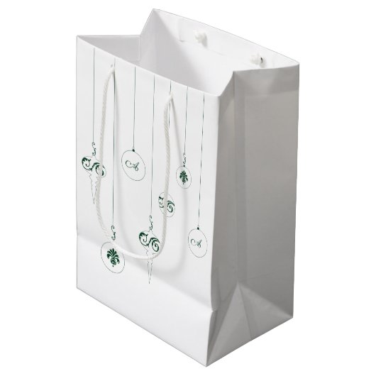 Sac cadeau de Noël Bauble Monogramme vert (Devant Angle)