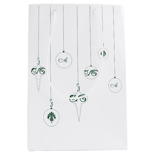 Sac cadeau de Noël Bauble Monogramme vert (Devant)