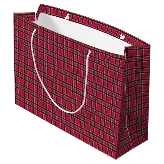 Sac cadeau de Noël blanc Bow Red Plaid (Dos Angle)