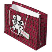 Sac cadeau de Noël blanc Bow Red Plaid (Devant Angle)