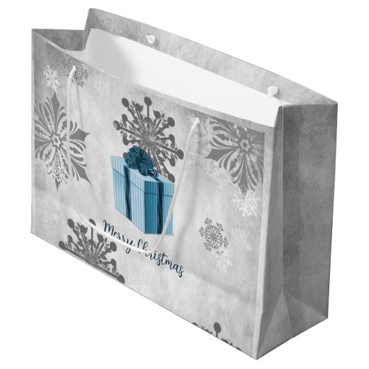 Sac cadeau de Noël bleu (Devant Angle)