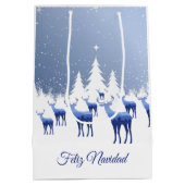 Sac Cadeau de Noël Bleu Cerf Feliz Navidad (Dos)