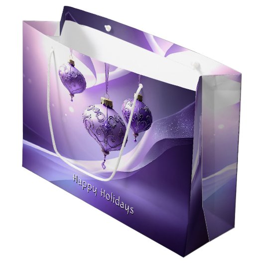 Sac Cadeau de Noël Boule Décorative Violette (Devant Angle)
