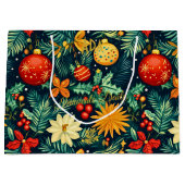 Sac Cadeau de Noël Classique avec Ornements et Hou (Devant)