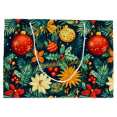 Sac Cadeau de Noël Classique avec Ornements et Hou (Dos)